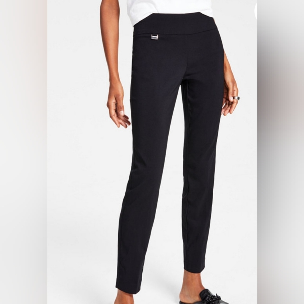 Alfani black tummy control pull-on skinny pants 16P